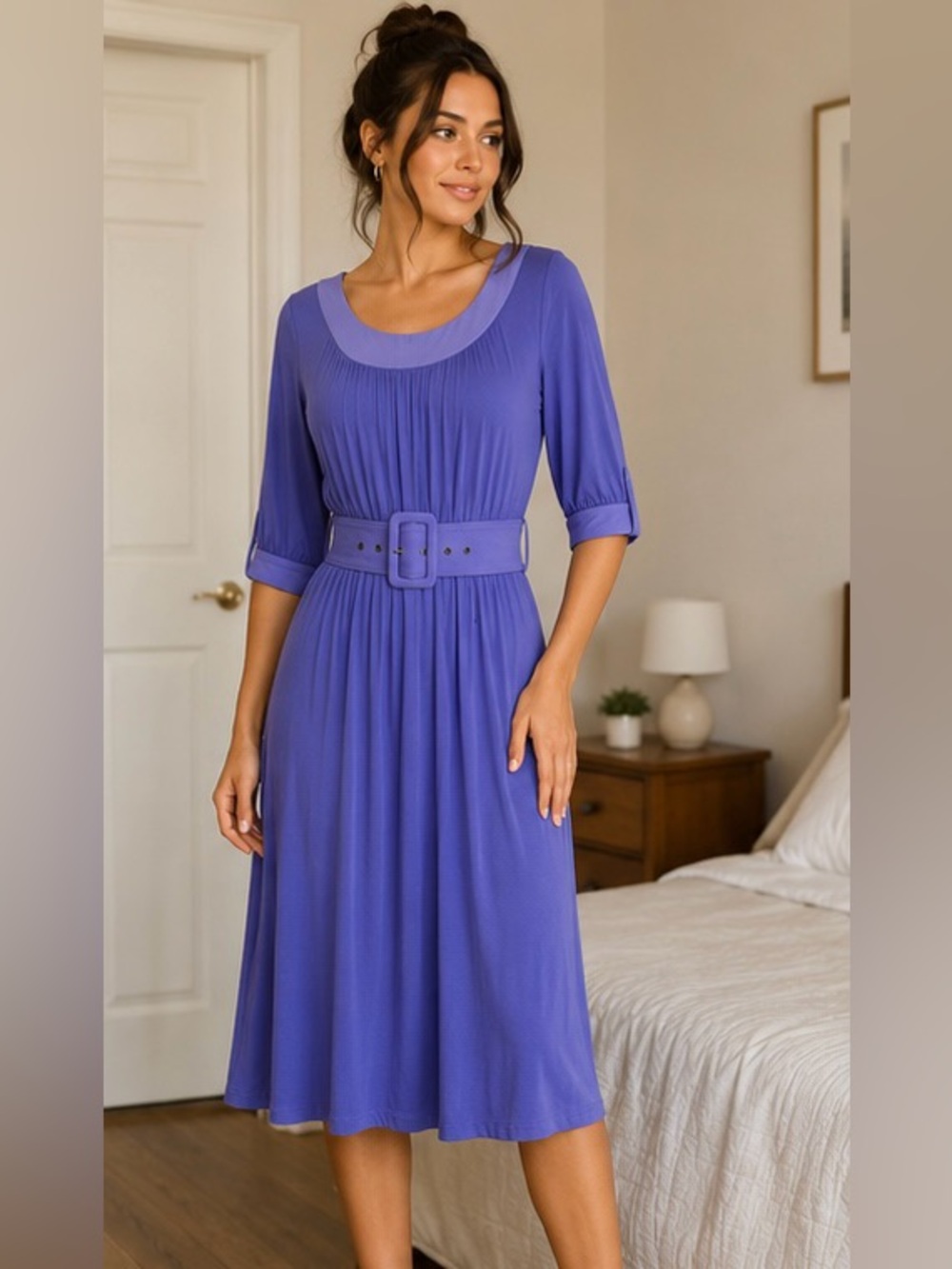 RARE DEX Purple Belted Midi Dress | Y2K One-of-a-Kind Find